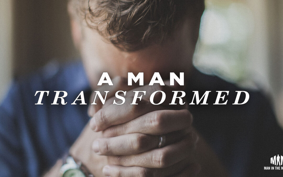 A Man Transformed (man with his hands folded and head down)